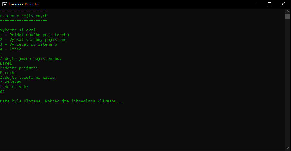 Fullstack projekt - úprava osob