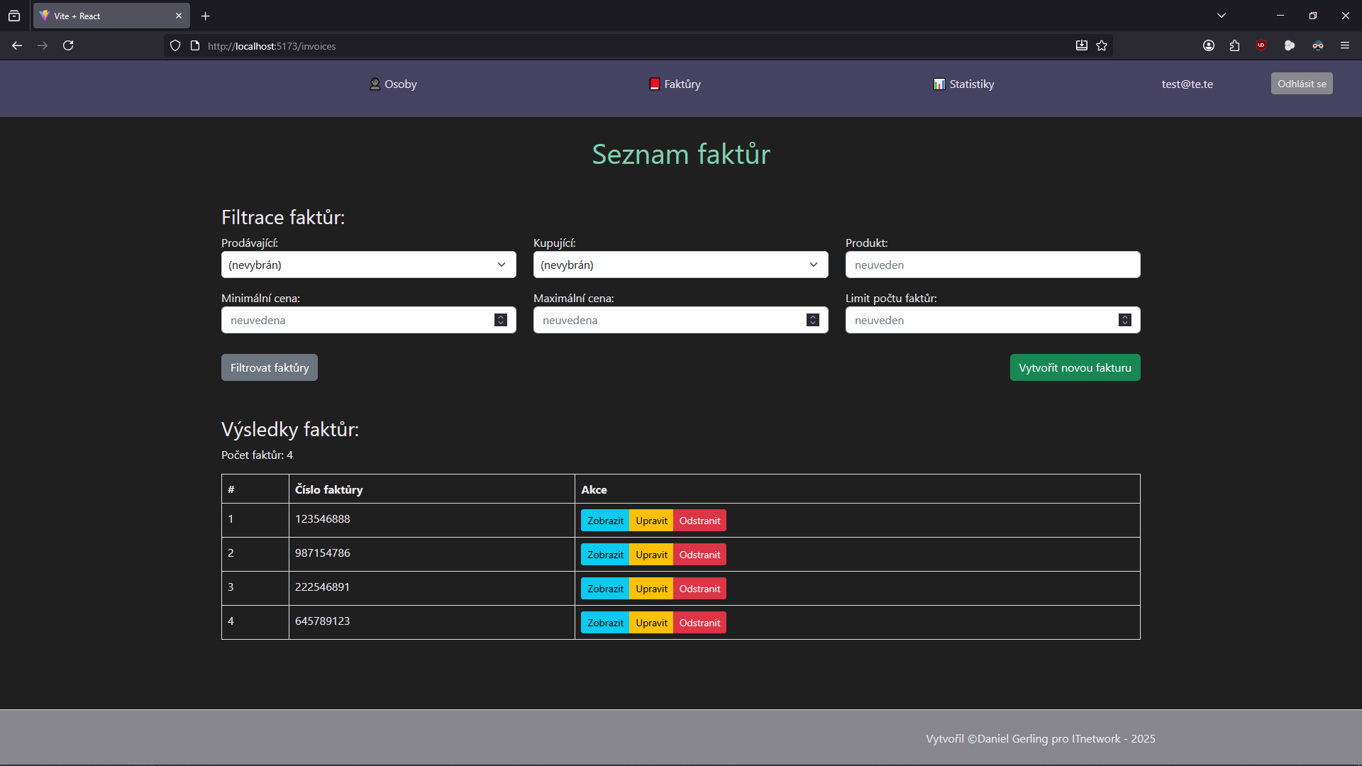 Fullstack projekt - seznam faktůr