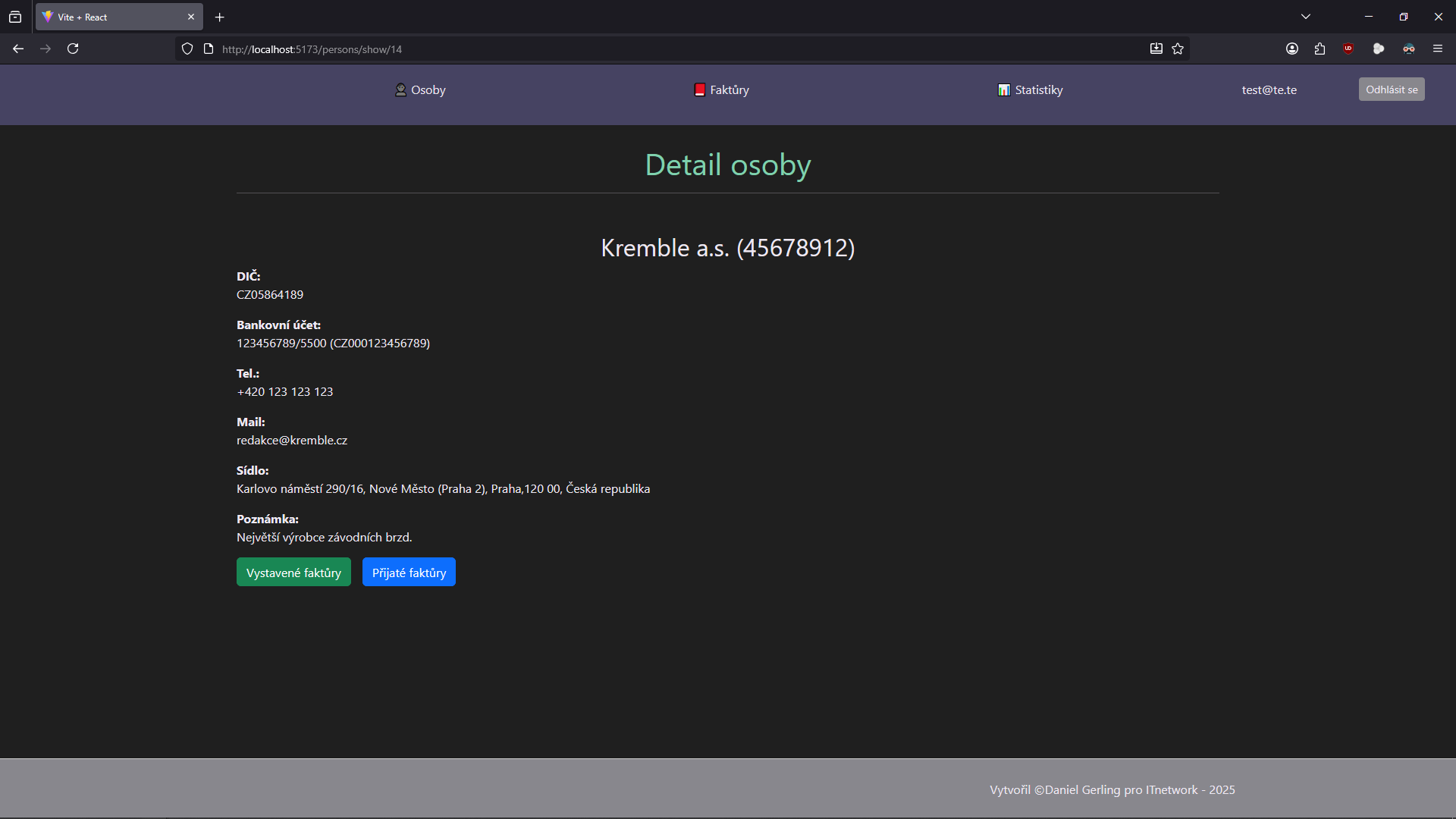 Fullstack projekt - úprava osob